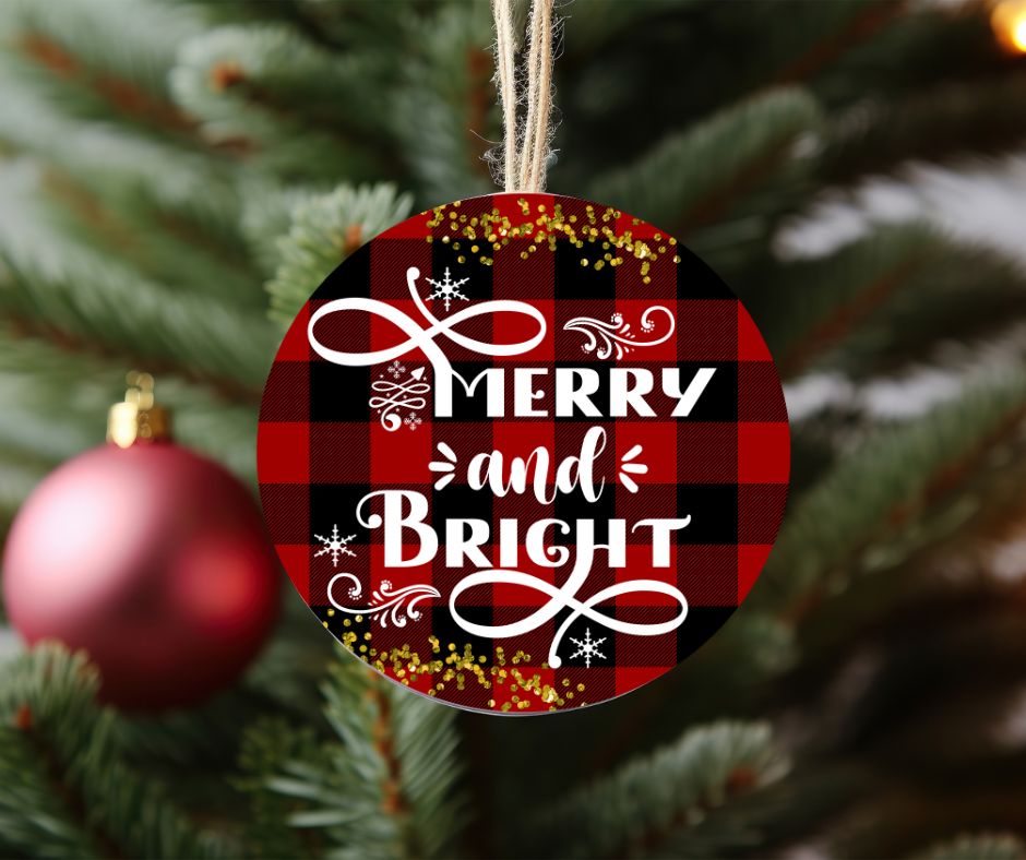 Merry and bright ornament