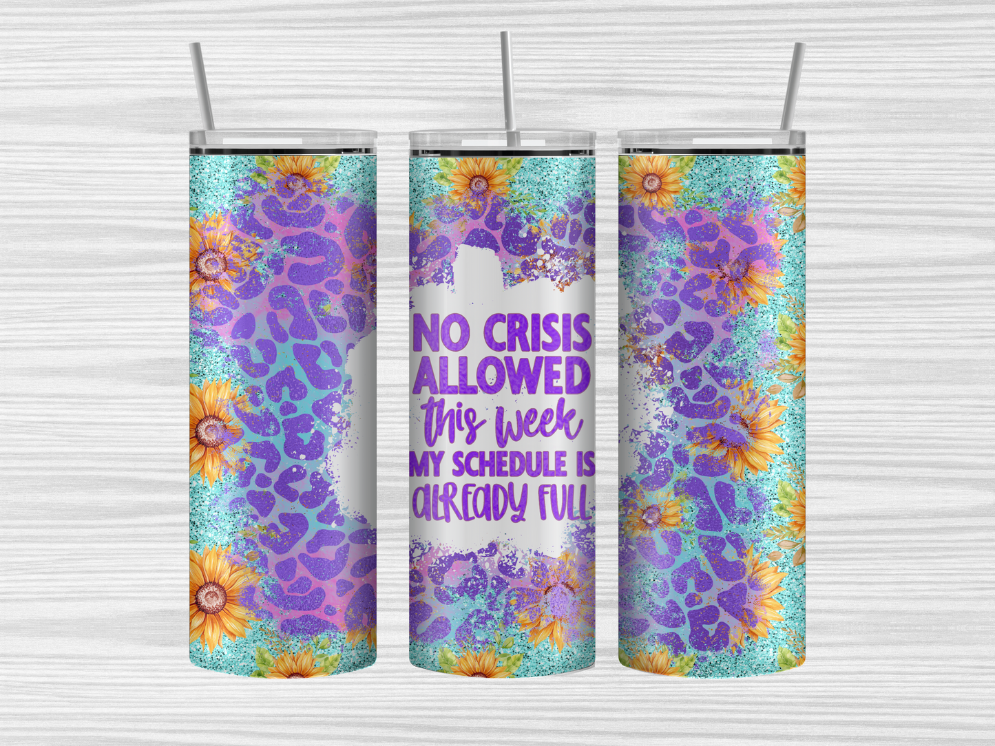 No crisis allowed tumbler, metal straw and cleaning brush
