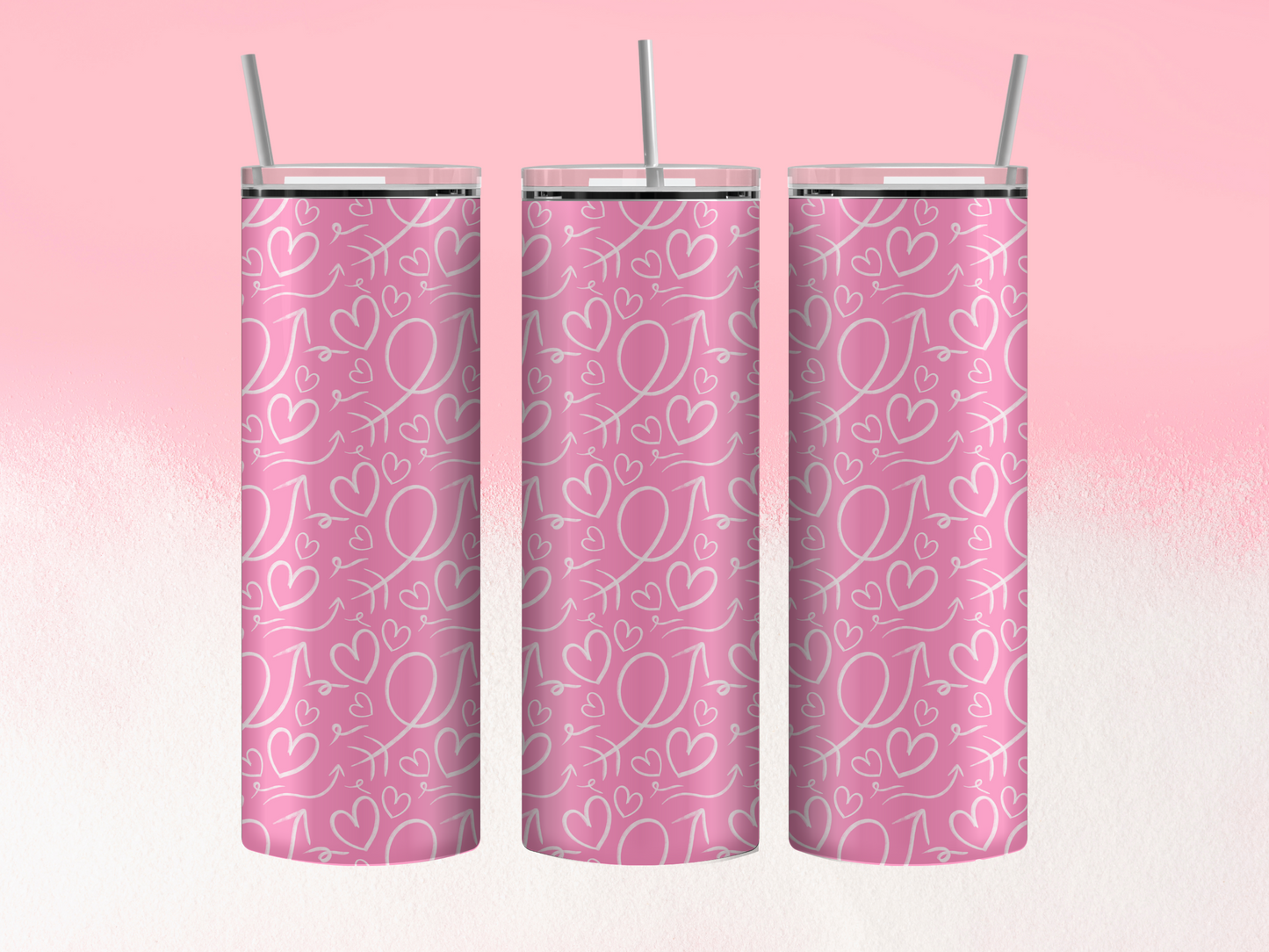 Pink hearts tumbler