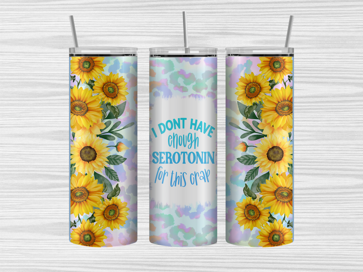 Serotonin tumbler, metal straw and cleaning brush