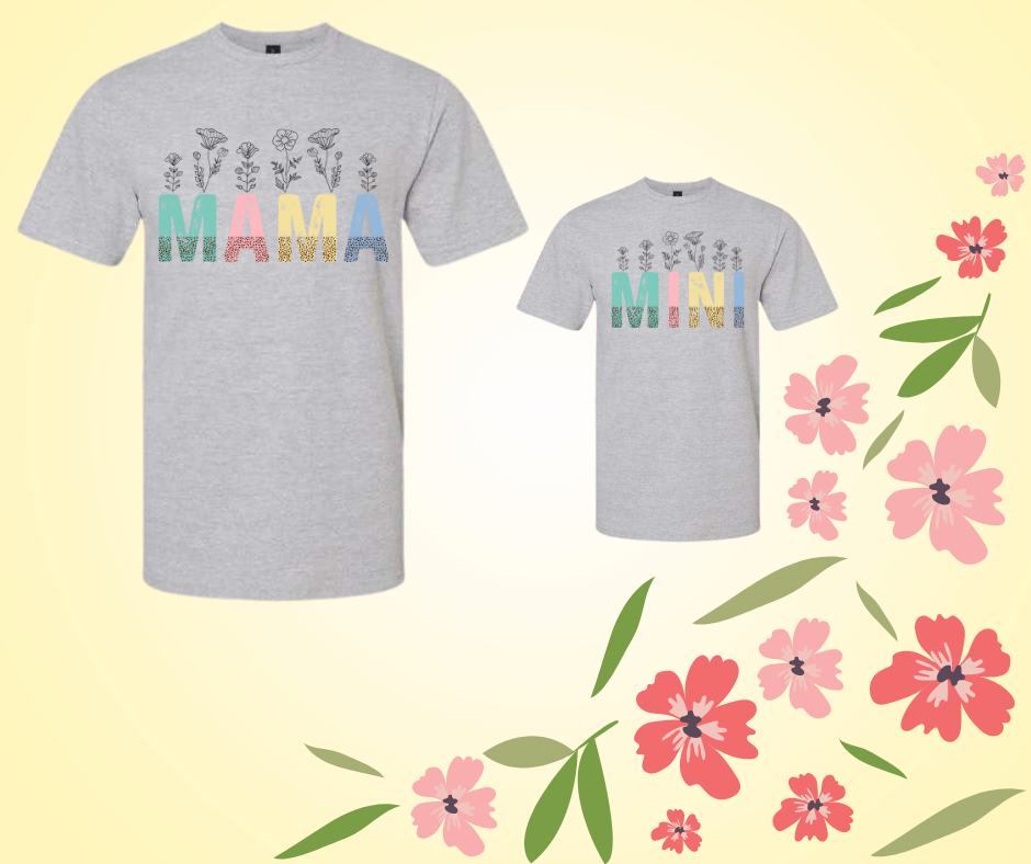 Mama/mini flower tee set