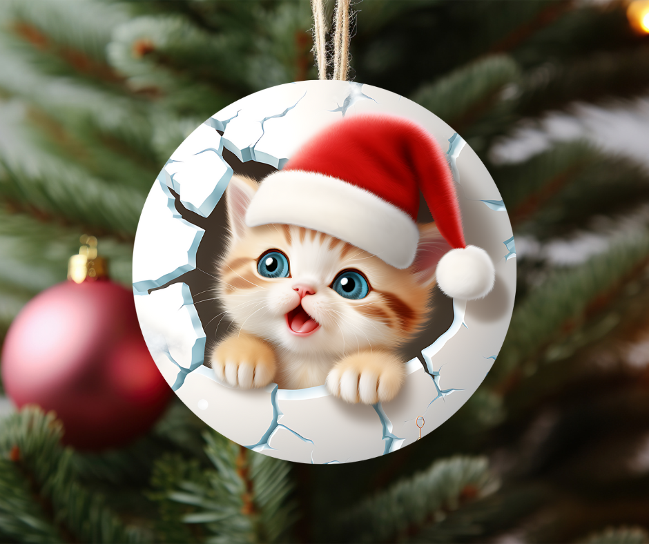 3D kitten ornament