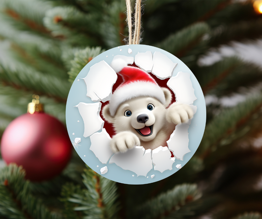 3D polar bear ornament