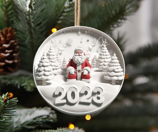 3D 2023 santa ornament