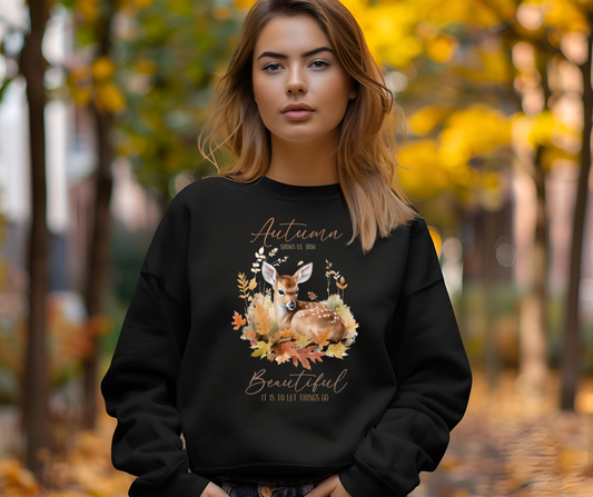 Autumn deer sweater in black