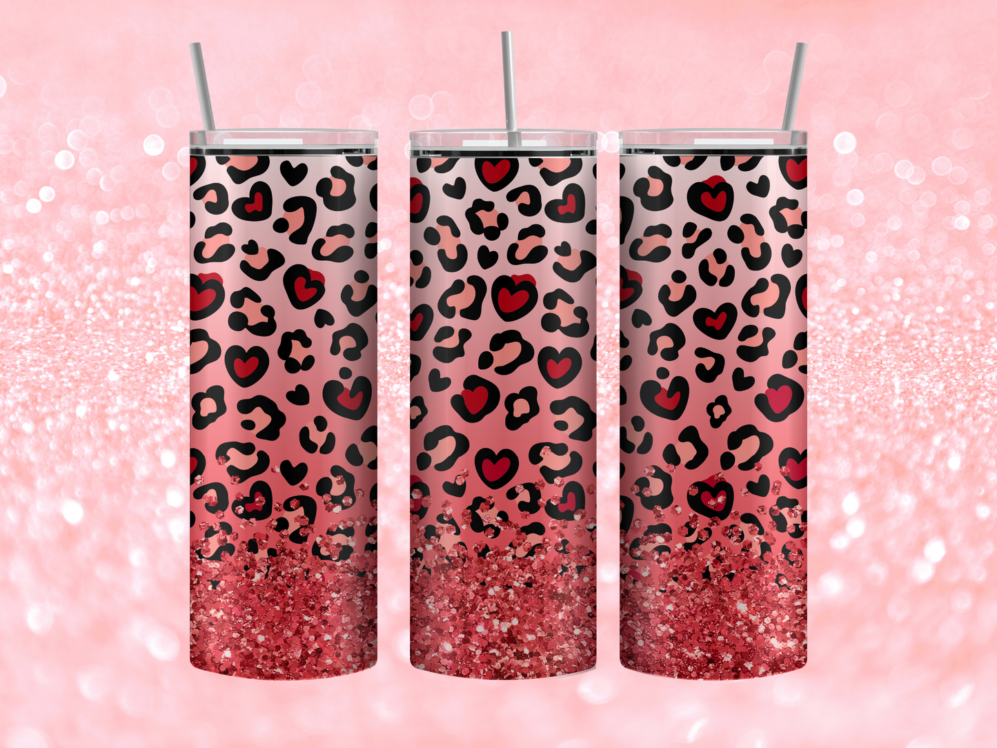 Cheetah glitter tumbler