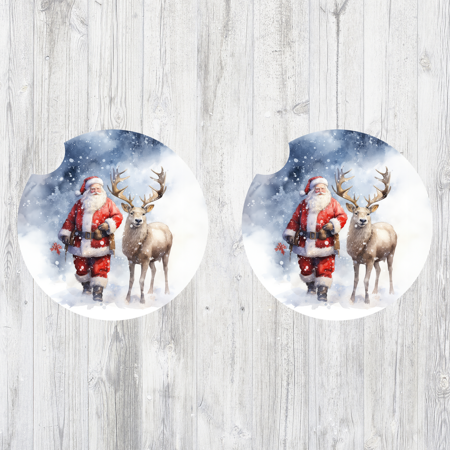 Set of holiday themed car coasters