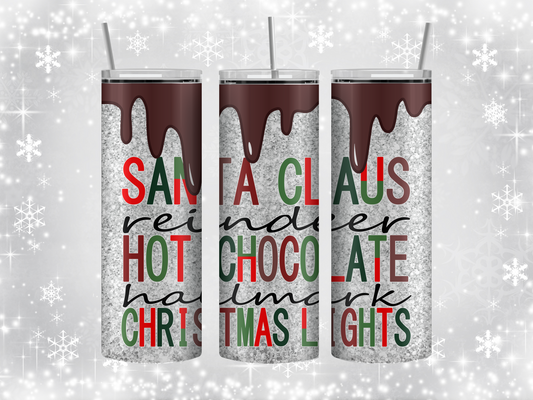 Sparkly chocolate drip Christmas tumbler