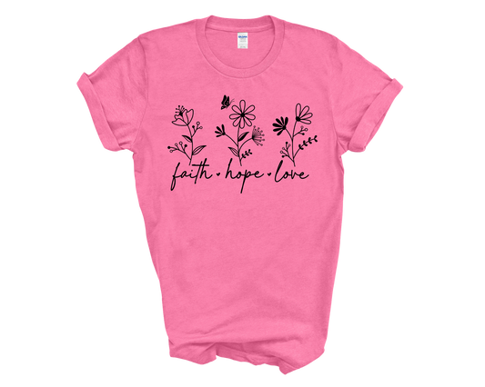 Faith hope love floral tee