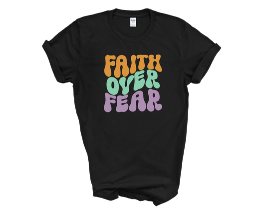 Retro style faith over fear tee