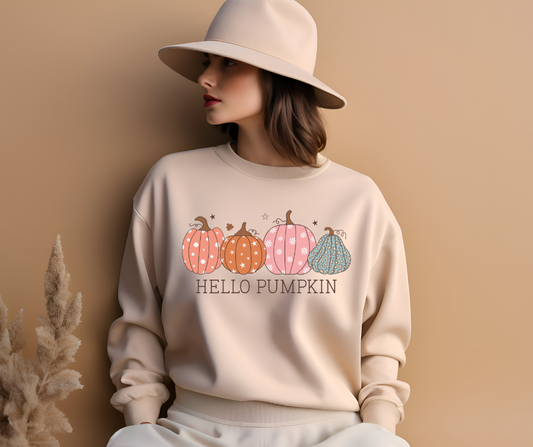 Hello pumpkin sweater in sand