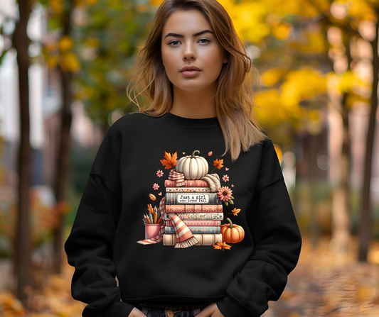 Just a girl who loves Fall sweater in black
