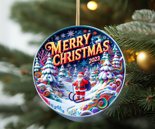 Merry Christmas 2023 colorful ornament