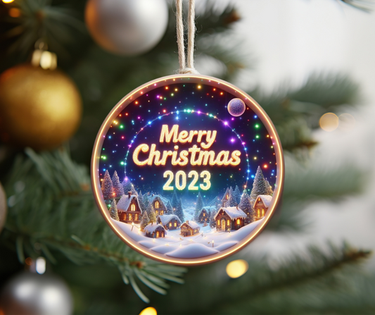 Merry Christmas 2023 winter scene ornament