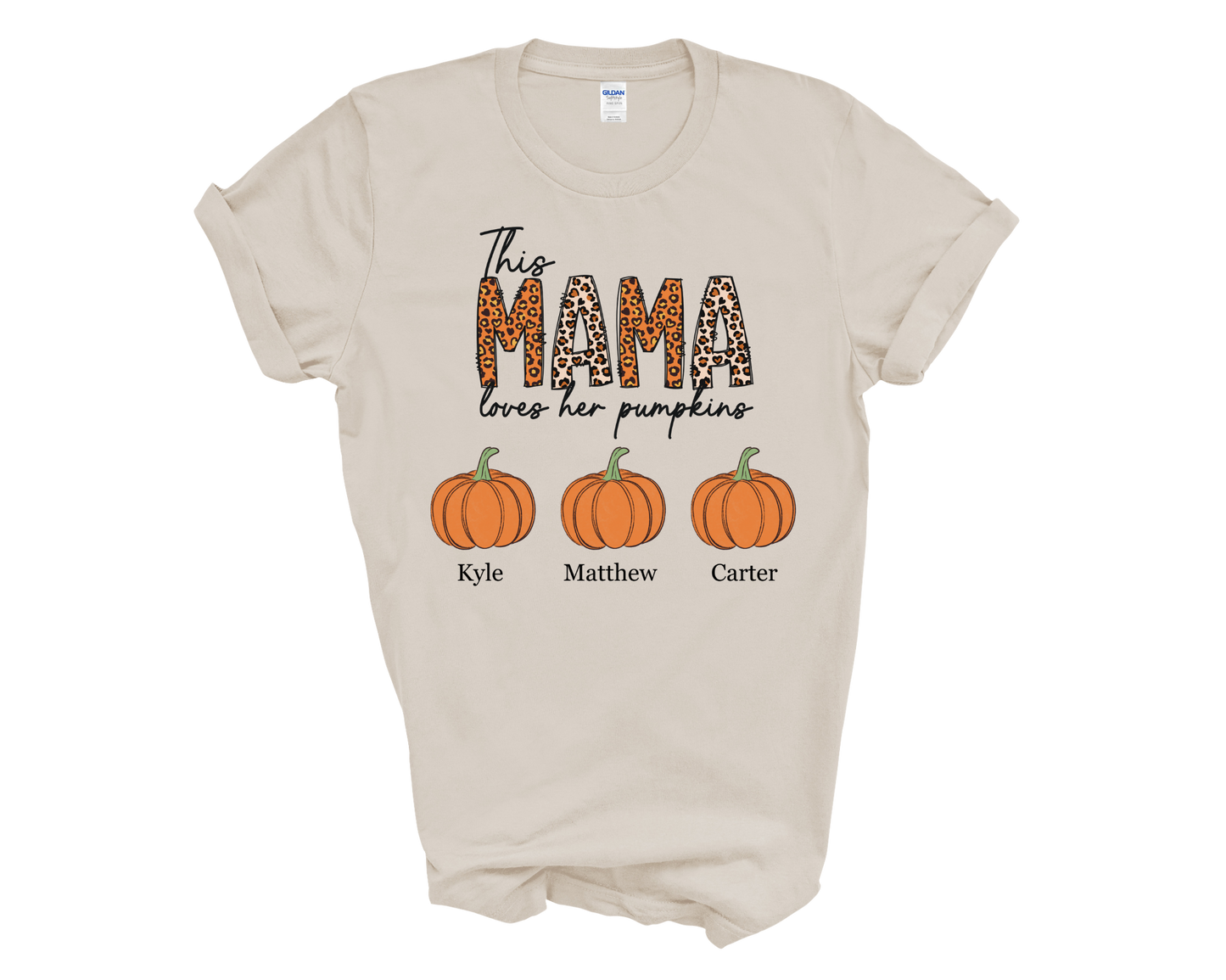 Personalized "this mama loves her pumpkins" tee