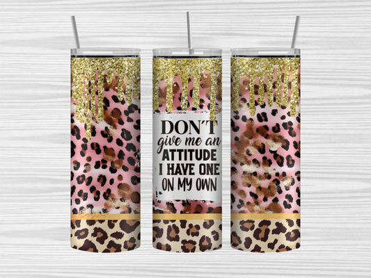 My own attitude tumbler, metal straw and cleaning brush