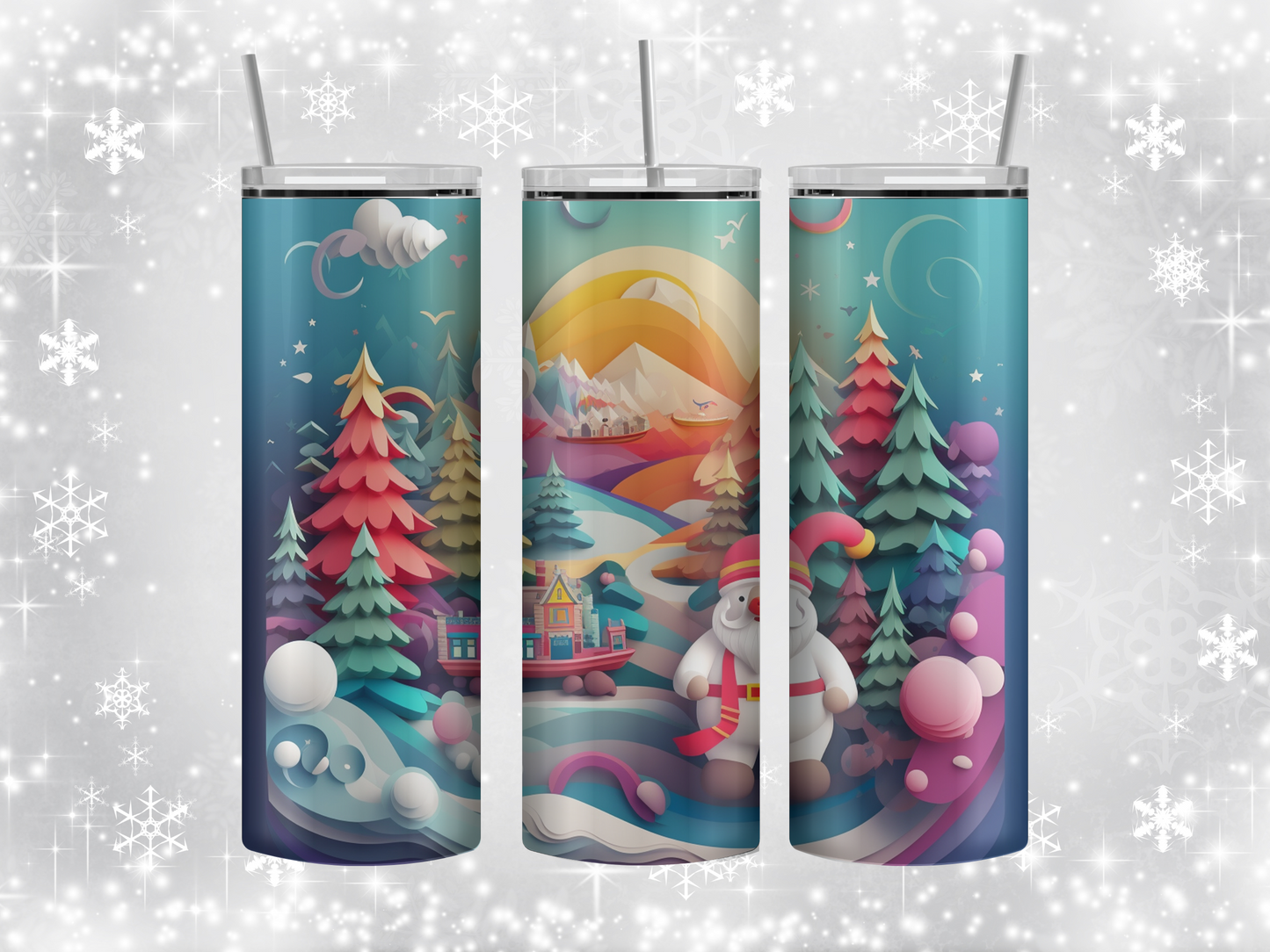 Pastel winter scene tumbler