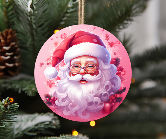 Pink santa ornament