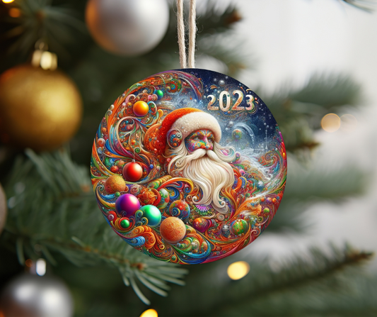 Colorful santa ornament