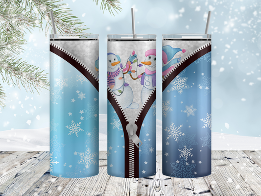 Snowmen zipper tumbler