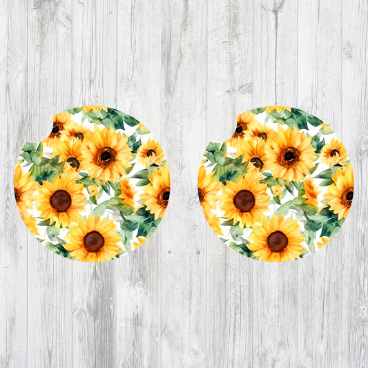 Sunflower themed car coasters