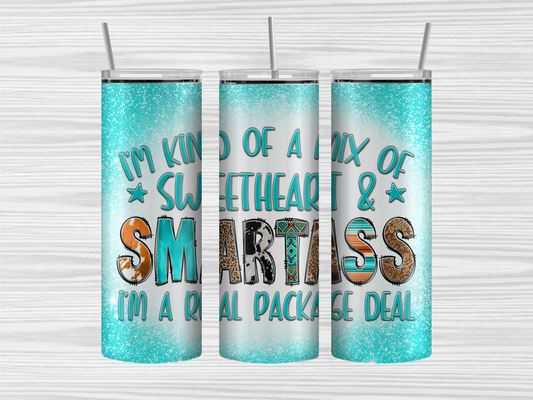 Sweetheart and smartass tumbler, metal straw and cleaning brush