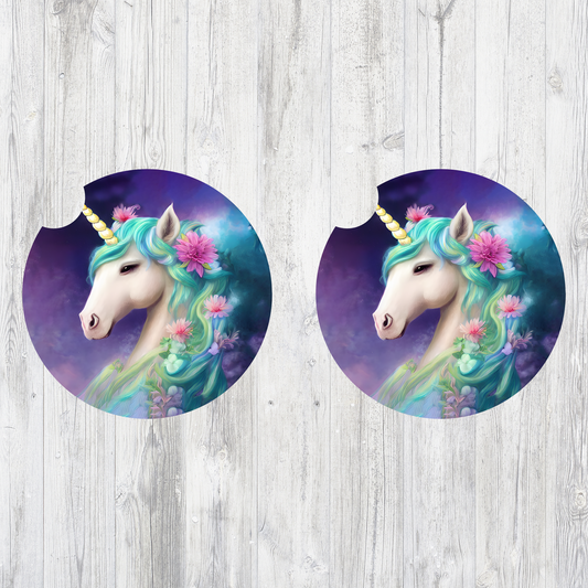 Unicorn themed car coasters