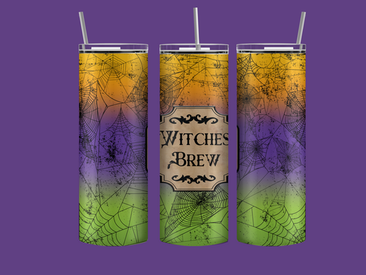 Witches brew tumbler, metal straw and cleaning brush