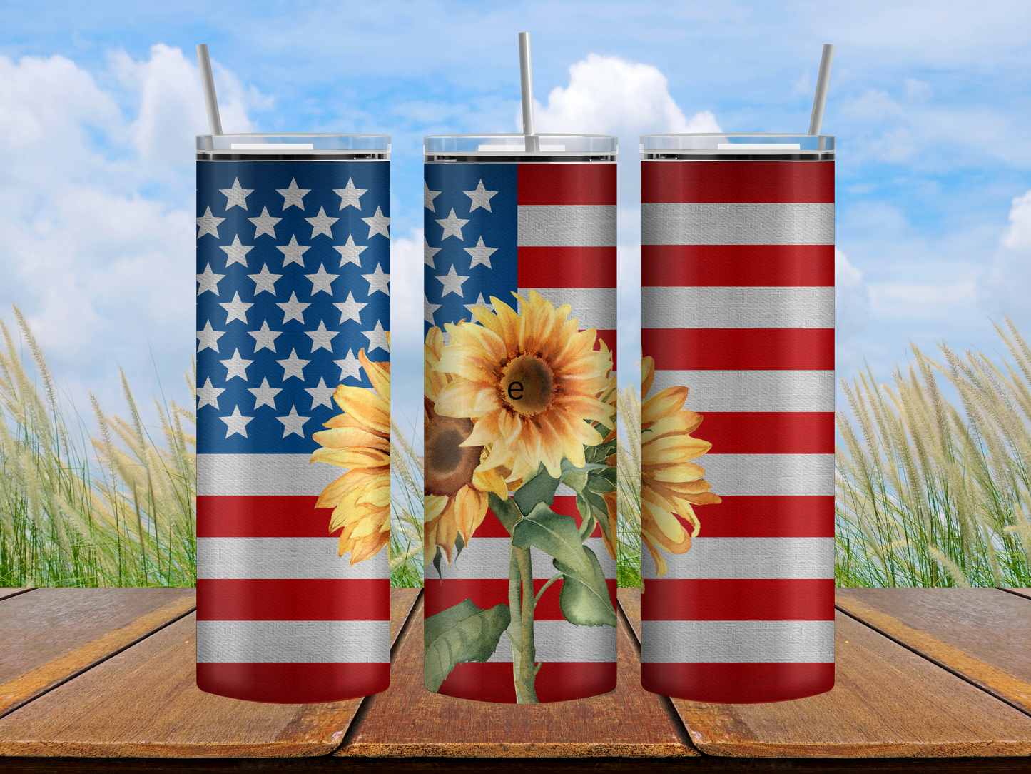 Flag and flowers tumbler