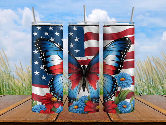 Patriotic butterfly tumbler