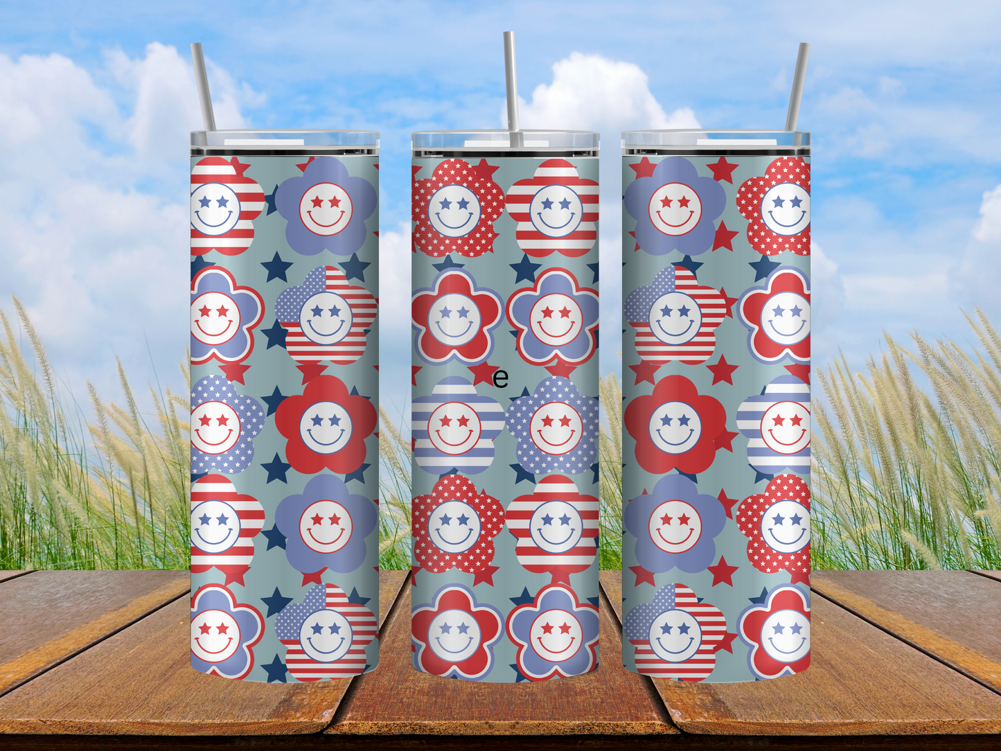 Patriotic flowers tumbler