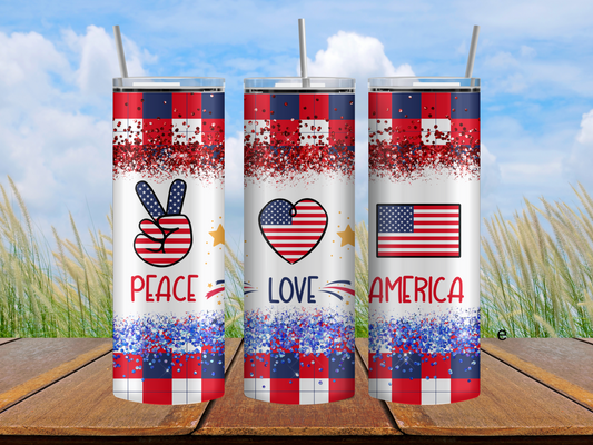 Peace Love America tumbler